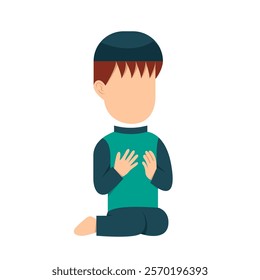 Character Of Muslim Boy Praying