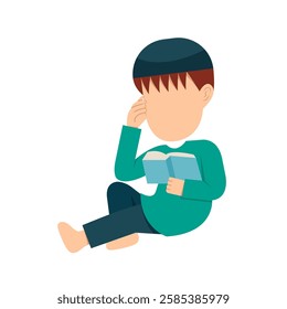 Character Of Muslim Boy Reading Book