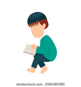 Character Of Muslim Boy Reading Book