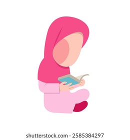 Character Of Muslim Girl Reading Book