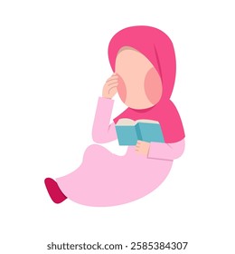 Character Of Muslim Girl Reading Book