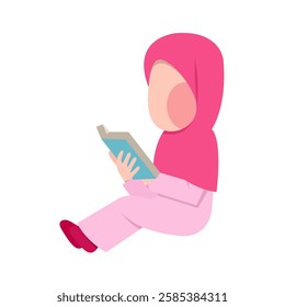 Character Of Muslim Girl Reading Book