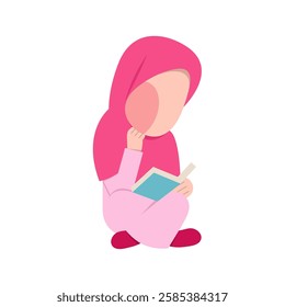 Character Of Muslim Girl Reading Book