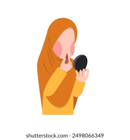 Character Of Muslimah Doing Makeup