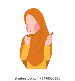 Character Of Muslimah Doing Makeup