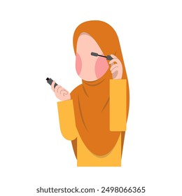 Character Of Muslimah Doing Makeup