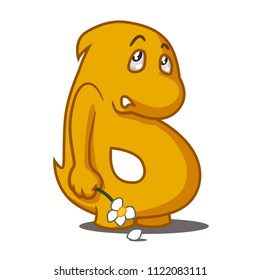 A character named Bitcoin tries to make amends. Vector illustration of emotions of embarrassment, feelings of guilt, declaration of love.