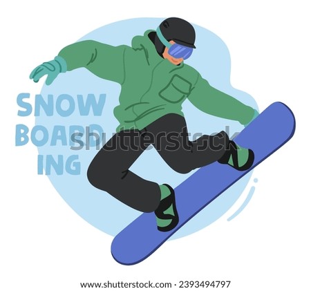 Character Navigates Downhill Slopes And Perform Thrilling Tricks in a Snowboarding Exhilarating Winter Sport. Rider Carve Through Snow-covered Slopes On A Single Board, Blending Skill And Style