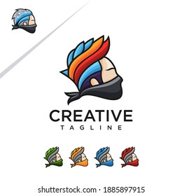 Character ninja cartoon style design vector 