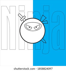 Diseño de caracteres ninja con franjas azules y fondo