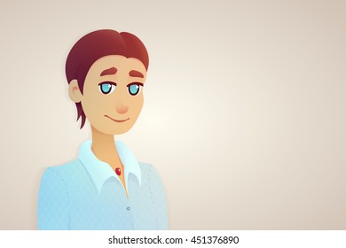 Character office worker woman. Cartoon illustration style.