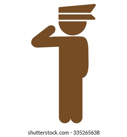 Character Officer vector icon. Style is flat symbol, brown color, rounded angles, white background.