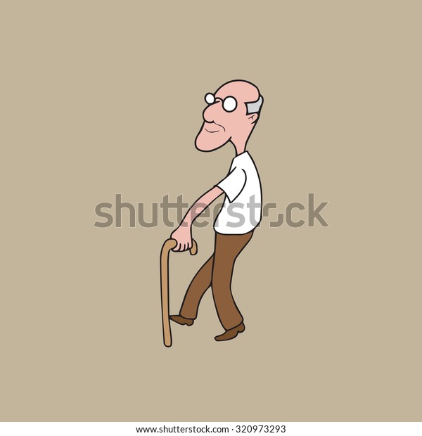 Character Old Man Walking Cane Stock Vector (Royalty Free) 320973293 ...