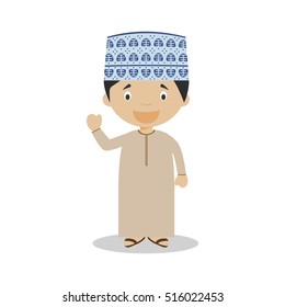 Character from Oman dressed in the traditional way Vector Illustration. Kids of the World Collection.