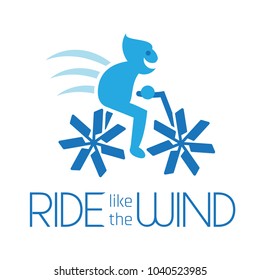 Character on flying bike wind energy