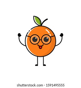 Character of orange fruit with flat design style