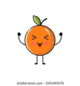 Character of orange fruit with flat design style