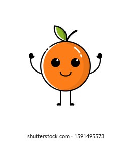Character of orange fruit with flat design style