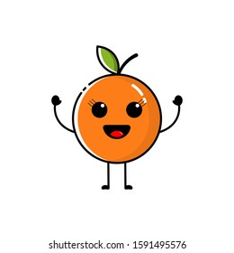 Character of orange fruit with flat design style