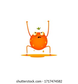 The character orange in the gym squeezes out all the juices