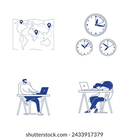 Character outline illustrations linear art vector graphic resources