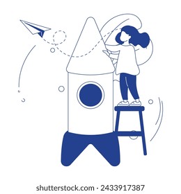 Ilustraciones de contorno de caracteres arte lineal recursos gráficos vectoriales