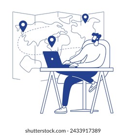 Ilustraciones de contorno de caracteres arte lineal recursos gráficos vectoriales
