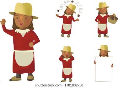 Character Peasant Doing Various Activities Stock Vector (Royalty Free ...