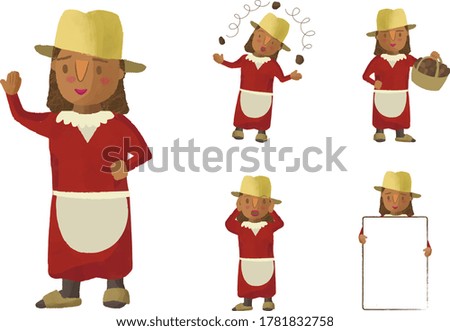 
character of a peasant doing various activities