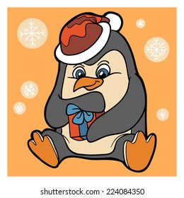Character: penguin and gift