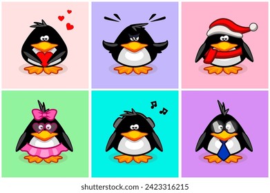Character Penguins with different wears