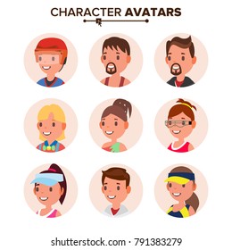 Character People Avatar Set Vector. Face. Default Avatar Placeholder. Cartoon, Comic Art Flat Isolated Illustration