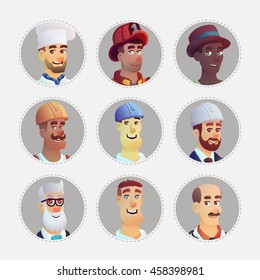 Character people avatars. Cartoon illustration style.