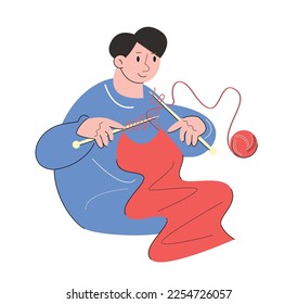 personajes tejiendo ilustración vectorial