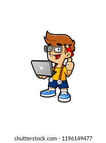 Character People With Laptop