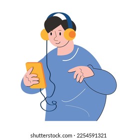 character people listening to music vector illustration