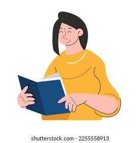 personajes de caracteres leen ilustración vectorial de libro