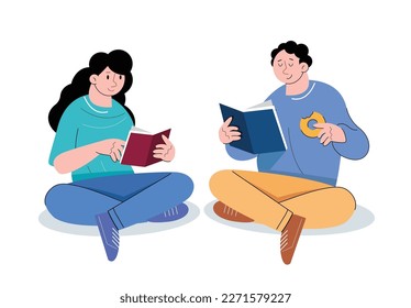 character people read book vector illustration