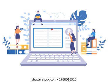 Character People Read Books in a Room Vector Illustrations to Increase Insight and Knowledge. Flat Design