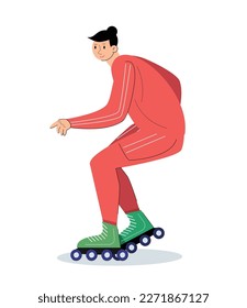 character people with roller skate vector illustration	
