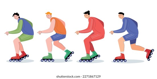 character people with roller skate vector illustration	
