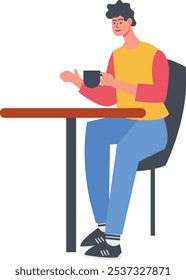 Character of People Sitting in Cafe. Vector Illustration in Flat Style