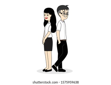 Character of people students standing, Group of students character vector design, Students different pose, Cartoon vector illustration