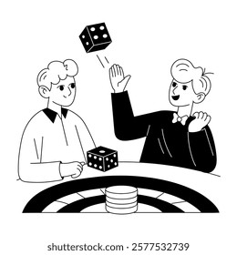 A character perform gambling trick illustration in glyph style 

