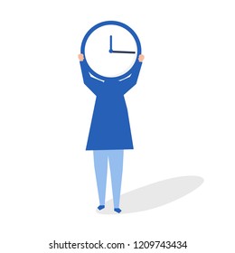 Character of a person with a clock as a head illustration