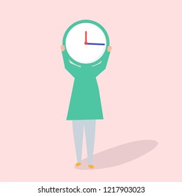 Character of a person with a clock as a head illustration