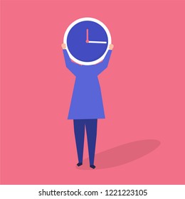 Character of a person with a clock as a head illustration