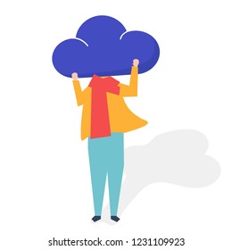 Character of a person with a cloud as a head illustration