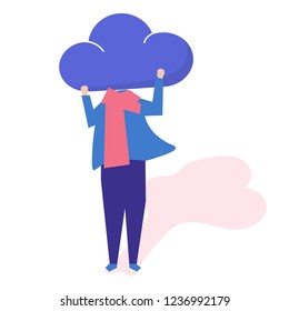 Charakter einer Person mit einer Wolke als Kopfgrafik