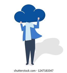 Character of a person with a cloud as a head illustration